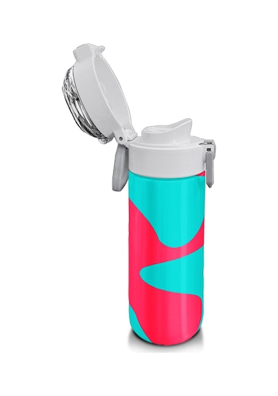 Coral High Kids Neon Mercan Turuncu Desenli Pipetli Ve Direkt İçim Çelik Termos 500 Ml 31885 Neon Mercan