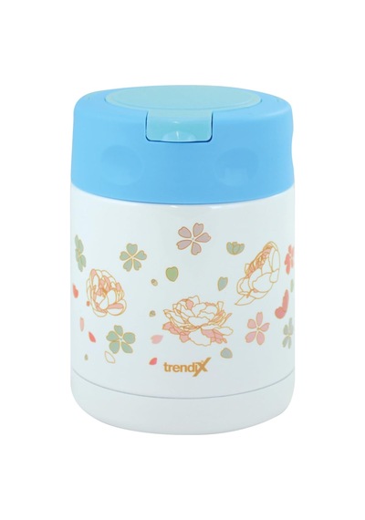 Çelik İçli Termos 350 Ml Mavi Çelik Kaşık İle Tx-6129 Açık Beyaz