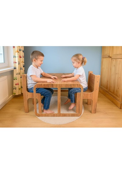 İki Kişilik Çekmeceli Ahşap Çocuk Oyun & Aktivite Masa Ve Sandalye Takımı - 18mm Ceviz Renk Mdf Çok Renkli İki Kişilik Çekmeceli Ahşap Çocuk Oyun & Aktivite Masa Ve Sandalye Takımı - 18mm Ceviz Renk Mdf Çok Renkli
