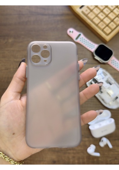 Apple iPhone 11 Pro Uyumlu Süper İnce Mat Ultra Thin Silikon Kılıf Gri