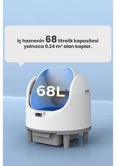 Akıllı Otomatik Açık Kasa Kedi Tuvaleti Sessiz Motorlu, Koku Gidericili, Uvc Sterilizasyonlu
