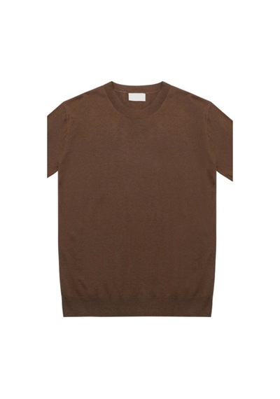 Cool Tarz Erkek Kahverengi Slim Fit Bisiklet Yaka Triko T-shirt Kahverengi Kahverengi