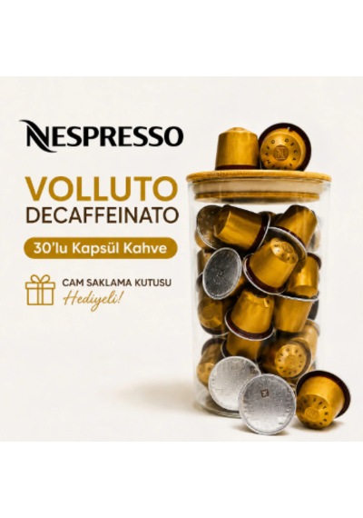 Nespresso Kapsül Kahve Volluto Decaffeinato 3x10 Lu Cam Saklama Kutusu Hediyeli