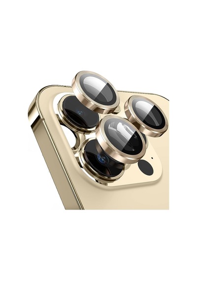 Nettech Apple Uyumlu iPhone 13 Pro Alüminyum Seri Kamera Cam Koruyucu - Gold