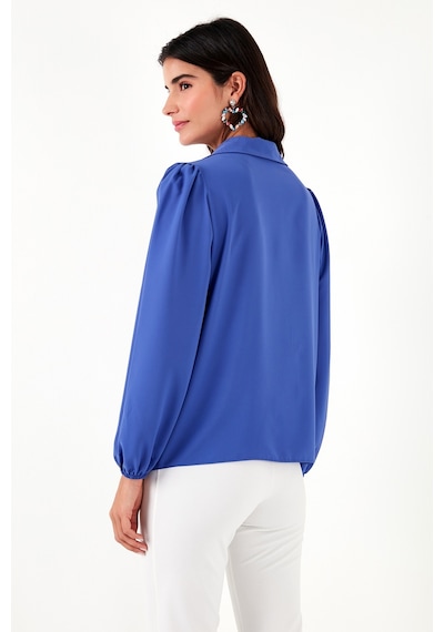 Lela Regular Fit V Yaka Balon Kol Bayan Bluz 611Bz0353 Saks