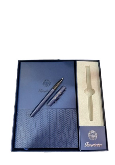 Fenerbahçe Premium Defter & Kalem Hediye Seti Özel Tasarım Lacivert Kutulu
