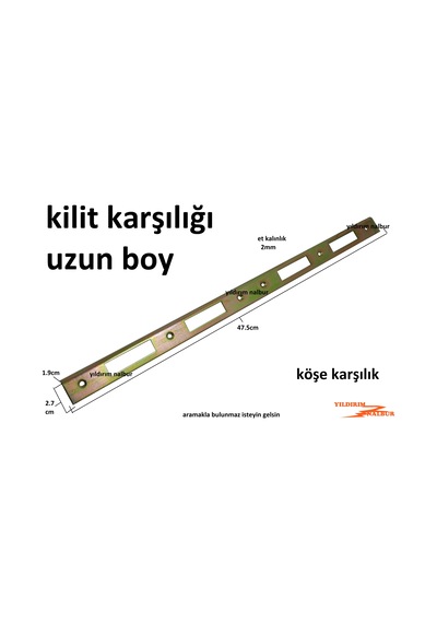 Kapı Kilit Karşılığı Uzun Duble Boy L Köşebent 4 Kanallı Ahşap Ka