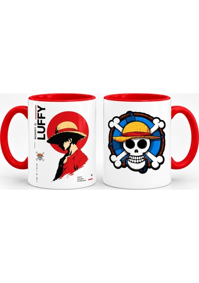 One Piece Luffy Baskılı Seramik Anime Hediye Kupa Bardak Kırmızı