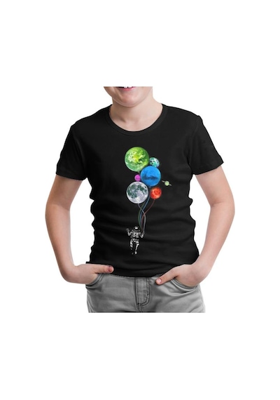 Lord Tshirt Gezegenler - Astronot Siyah Çocuk Tshirt