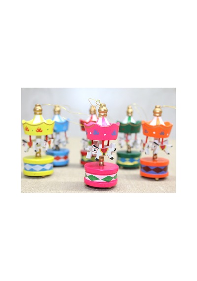 10 Adet Ahşap Dekoratif Atlı Karınca 6'lı Mini Carousel Masaüstü Süsleme, Atlı Karınca Figür, Wooden Horse Carousel, Decorative Carousel Diğer