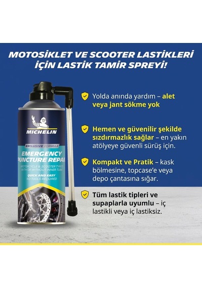 Michelin Mc35119 200ml Motosiklet, Scooter Acil Lastik Tamir Spreyi/köpüğü