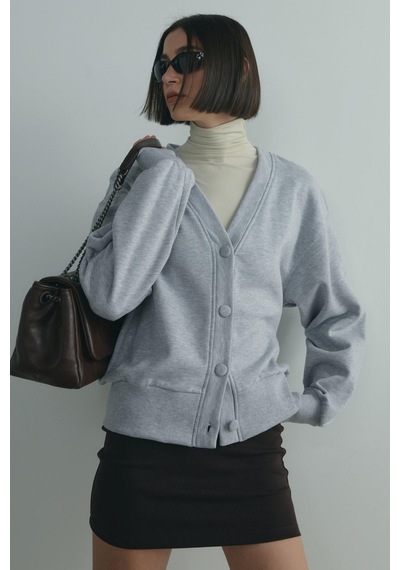 Suud Collection Gri Kenny Basic Hırka