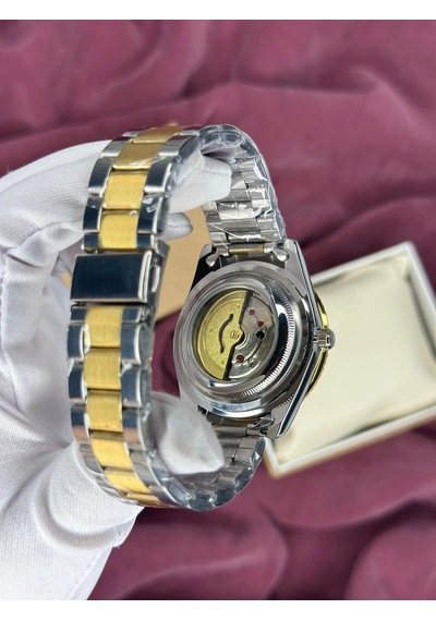 Siyah Kadran Gold Detay Otomatik Erkek Kol Saati Altın - Gümüş