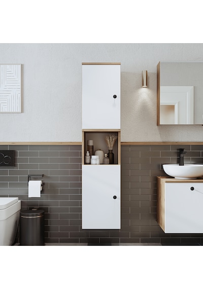 Banyo Dolabı Mat Mdf 150 X 35 Cm Banyo Boy Dolabı Atlantik Çam - Beyaz Banyo Dolabı Mat Mdf 150 X 35 Cm Banyo Boy Dolabı Atlantik Çam - Beyaz