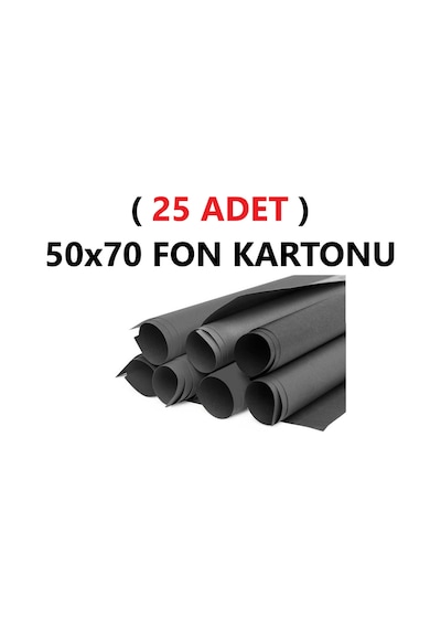 25 Adet 50x70 Cm Siyah Renkli Fon Kartonu Rulo Canlı Renk Büyük Boy Anaokulu Kreş Okul