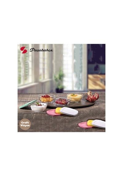 Pudding Silikon Kapaklı Cam Saklama Kabı 4'lü Kahvaltılık