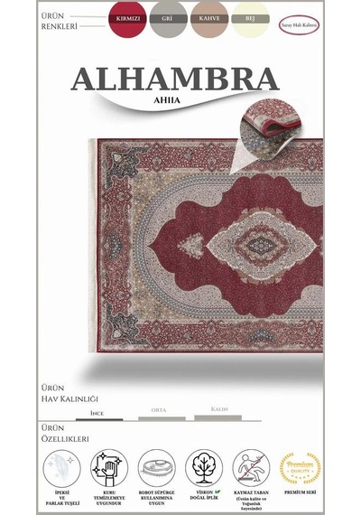 Saray Halı Alhambra Ah11a 120 Tarak Lüks Klasik Salon Halısı Özel Taban Dokulu Kırmızı - Bordo - Bej Saray Halı Alhambra Ah11a 120 Tarak Lüks Klasik Salon Halısı Özel Taban Dokulu Kırmızı - Bordo - Bej