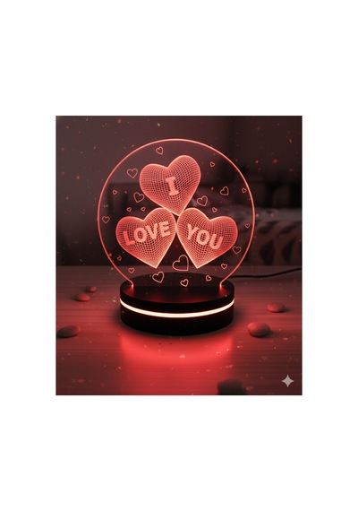 3d Kalpli "ı Love You" Led Gece Lambası Sevgiliye Özel Hediye