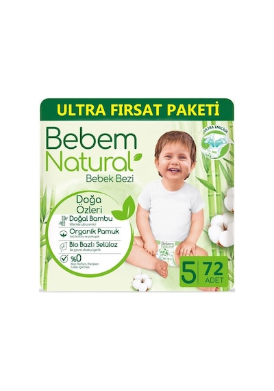 Bebem Natural Bebek Bezi 5 Numara Junior Ultra Fırsat Paketi 216 Adet 3'lü