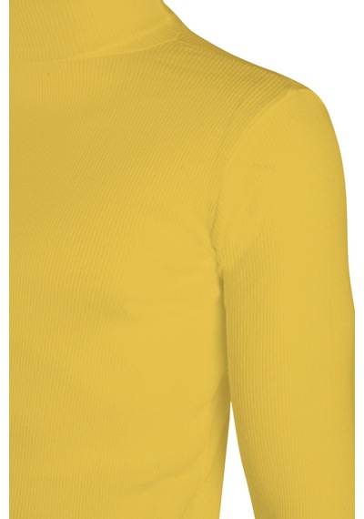 Erkek Sarı Balıkçı Yaka Boğazlı Slim Fit Kazak Sarı