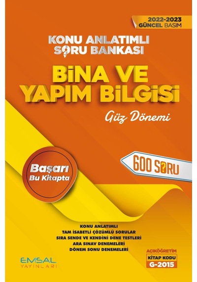 Emsal Aöf Bina Ve Yapım Bilgisi Güz Güncel Baskı