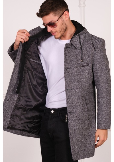 Plt8335 Dewberry Erkek Palto-diagonal Gri Diagonal Gri