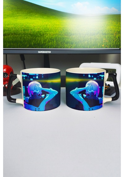 Cyberpunk Edgerunners Anime Baskılı Seramik Lüks Kupa 1 Adet Özel Siyah Kulp Dalga Kulp V1d Çok Renkli