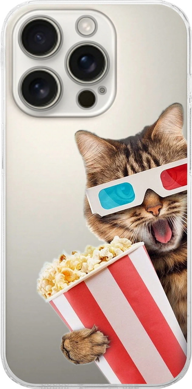Apple Uyumlu iPhone 16 Pro İle Kedi 1 Baskılı Kamera Korumalı Şeffaf Kılıf