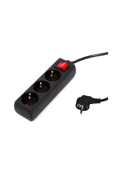 S-Link SPG8-3-30 3'lü Akım Korumalı Priz 3 Metre Siyah