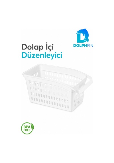 Dolap İçi Düzenleyici Sepet 33x17x15 Cm Saplı Çok Amaçlı Mutfak Banyo Organizeri Beyaz