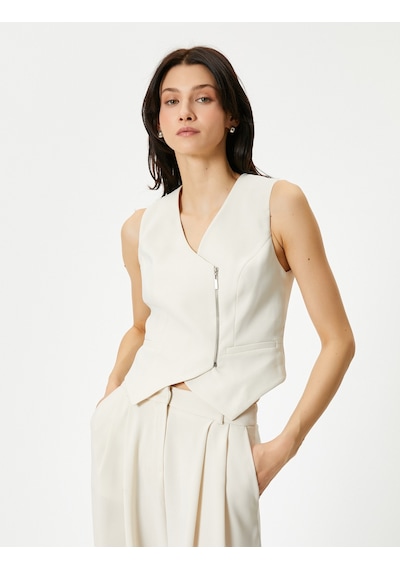 Koton Blazer Yelek Anvelop Fermuar Detaylı V Yaka Fleto Cepli Ekru 4sak20010uw Ekru Koton Blazer Yelek Anvelop Fermuar Detaylı V Yaka Fleto Cepli Ekru 4sak20010uw Ekru