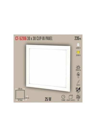 Ct-5286 30x30 Clıp-ın Gün Işığı Panel Beyaz