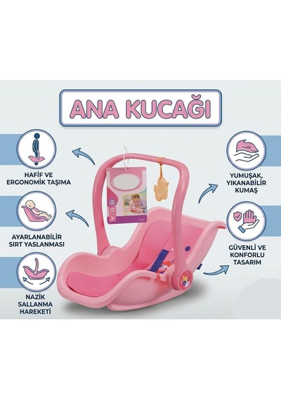 Ana Kucağı: Sallanabilir Ayarlanabilir Güvenlik Kemerli Eğitici Bebek Taşıma Oyuncak Koltuğu