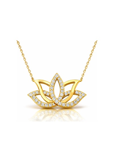 Gümüş Gold Lotus Çiçeği Kadın Kolye Gümüş Gümüş