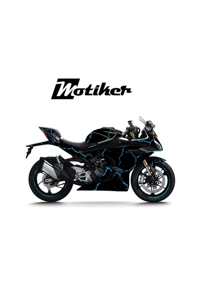 Cfmoto 450sr Kaplama Motosiklet Sticker Etiket Modeli Şimşek Desen Turkuaz