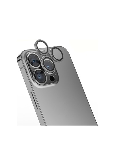 Apple Uyumlu iPhone 15 Pro Zore Mikro Kamera Lens Koruyucu Koyu Gri