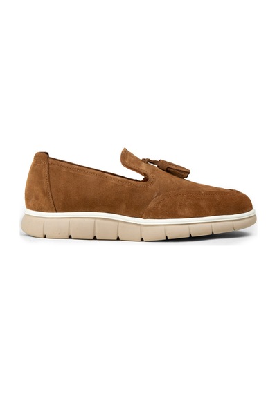 Deery Erkek Hakiki Süet Taba Rengi Püsküllü Loafer - 02048mtbae01
