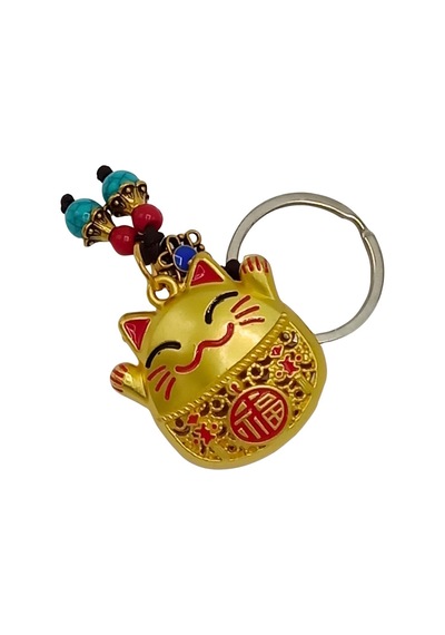 Maneki Neko Pirinç Anahtarlık Sevimli Şişman Feng Shui Şans Noprnc03 Gümüş