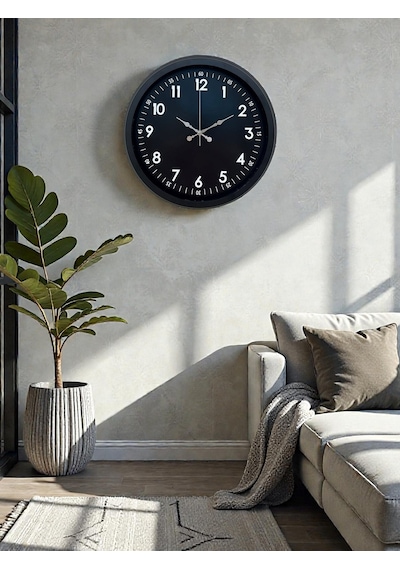 Pure Dark Black 40 Cm Metal Duvar Saati Çok Renkli