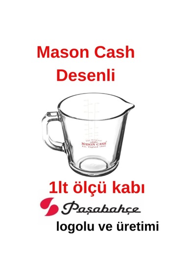 Paşabahçe Mason Cash Desenli Cam Ölçü Kabı, 1000 Ml, Şeffaf Diğer