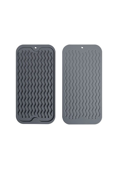 Gri 30x15 Cm Çok Amaçlı Silikon Bulaşık Kurutma Matı Bulaşıklık Mt257