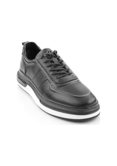 Bambi Siyah Hakiki Deri Erkek Sneaker E01018250303