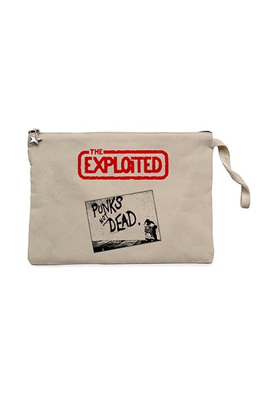 The Exploited Punks Not Dead Krem Clutch Cüzdan / El Çantası Krem
