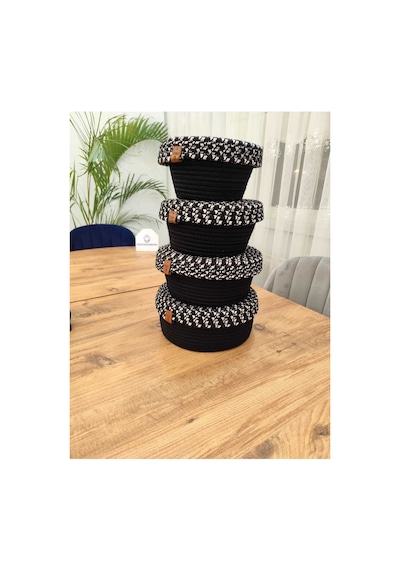 Jüt,hasır,4 Lü Kapaklı Sepet, Özel Tasarım, Çok Amaçlı Düzenleyici Organizer,sepet 25x23x21x18 Krem Hasır Krem Hasır