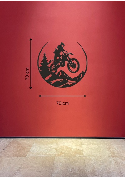Enduro Dağ Motosiklet Figürlü Metal Duvar Tablosu
