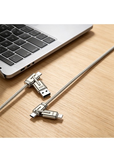 Go Des Gd-uc832 4in1 Pd Çoklu Usb-a + Type-c To Type-c + Lightning Şarj Ve Data Kablosu Gri
