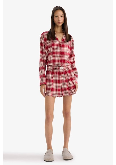 Defacto Regular Fit Flanel Kareli Şort Pijama Altı-fall İn Love F3675ax25wnbr196 Bordo-br196