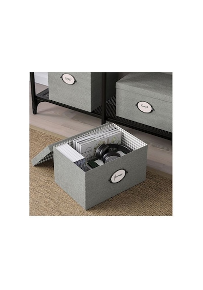 Ikea Kvarnvık Kapaklı Karton Saklama Kutusu 25 X 35 X 20 Cm Gri