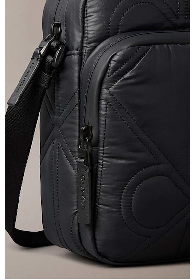 Calvin Klein Erkek Kapitone Desenli Fermuarlı Cepli Çapraz Vücut Çanta - Siyah-9976 Black