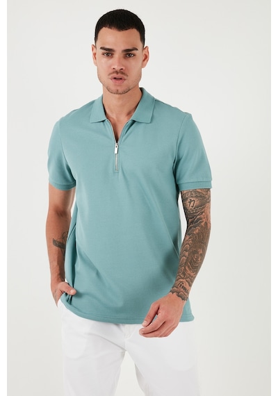 Buratti Pamuklu Regular Fit Fermuarlı Erkek Polo Yaka T Shirt 5902915 Mavi